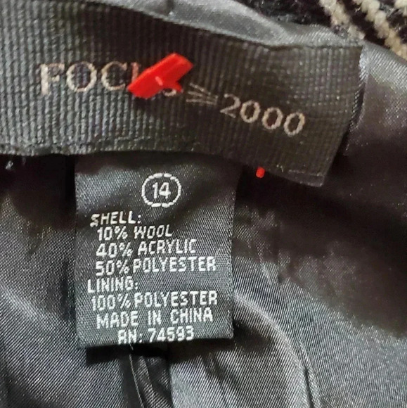 Plaid wool blend swing jacket cuff sleeve  pockets Collar Size 14 - Picture 6 of 6